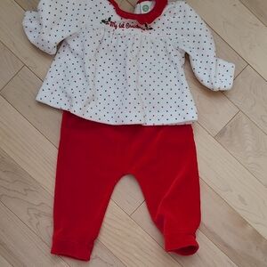 My First Christmas Little Me Red and White Outfit